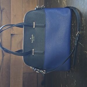 Kate Spade Cedar Street Maise Colorblock Black Blue Saffiano Leather Tote Bag